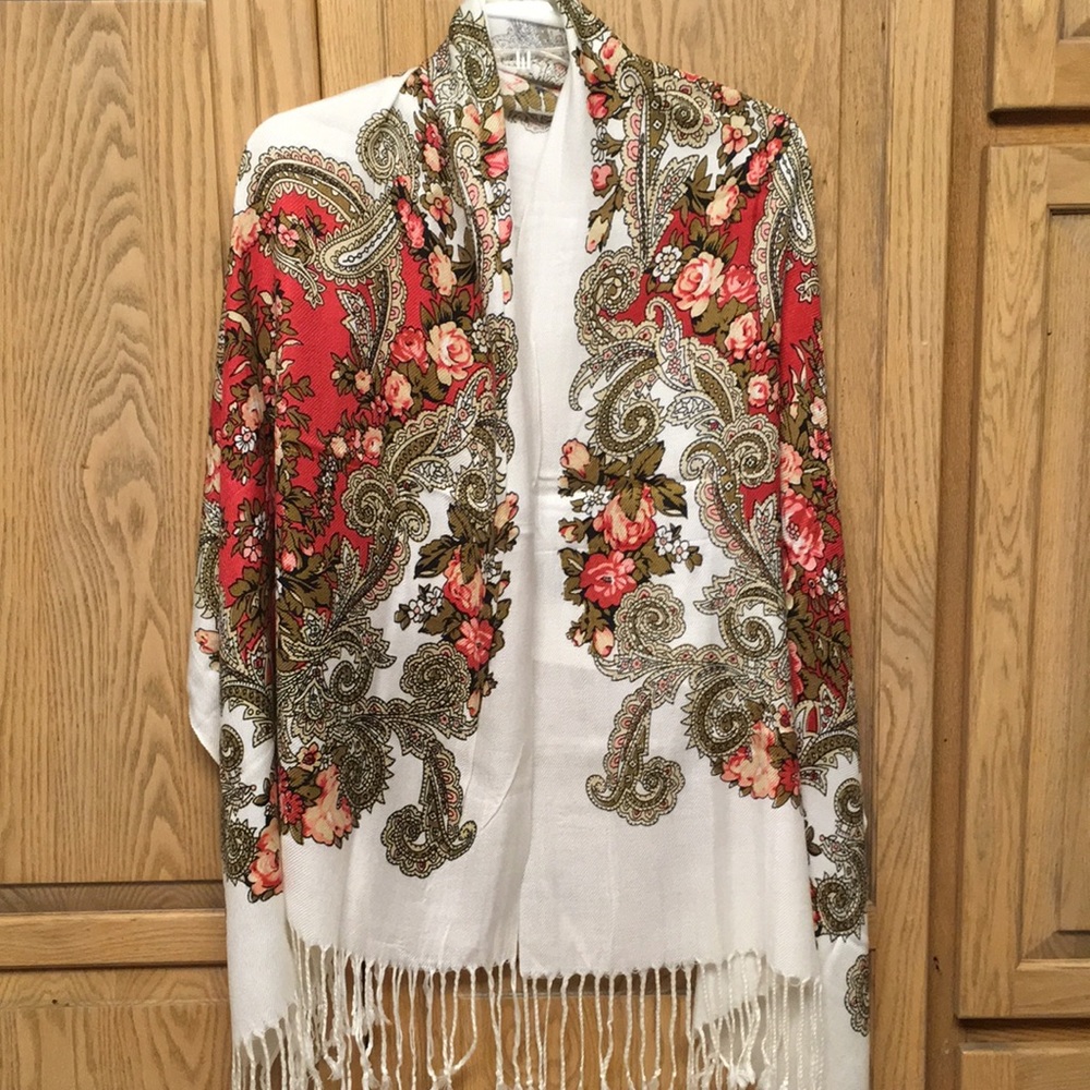 Red and White Shaul or Scarf - New